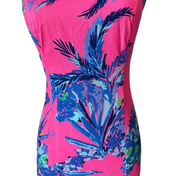 Lilly Pulitzer Cotton Pink with Blue Mini Dress Sz 00 - Picture 4 of 9